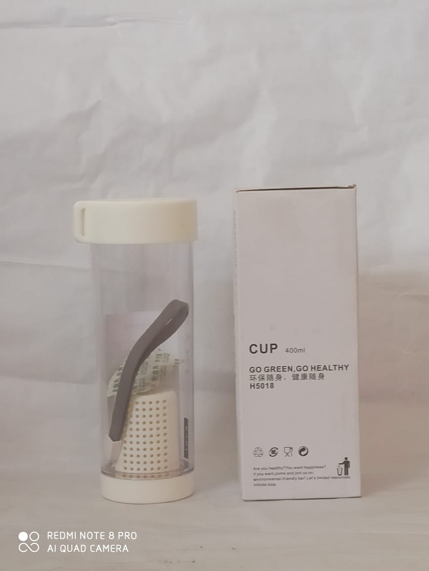 Aurora EYKI Style Portable Plastic Tea Cup, Healthy Food Grade with Filter/Rope, Leakage-proof for Daily Drink/School/Outdoor/Office-400ml