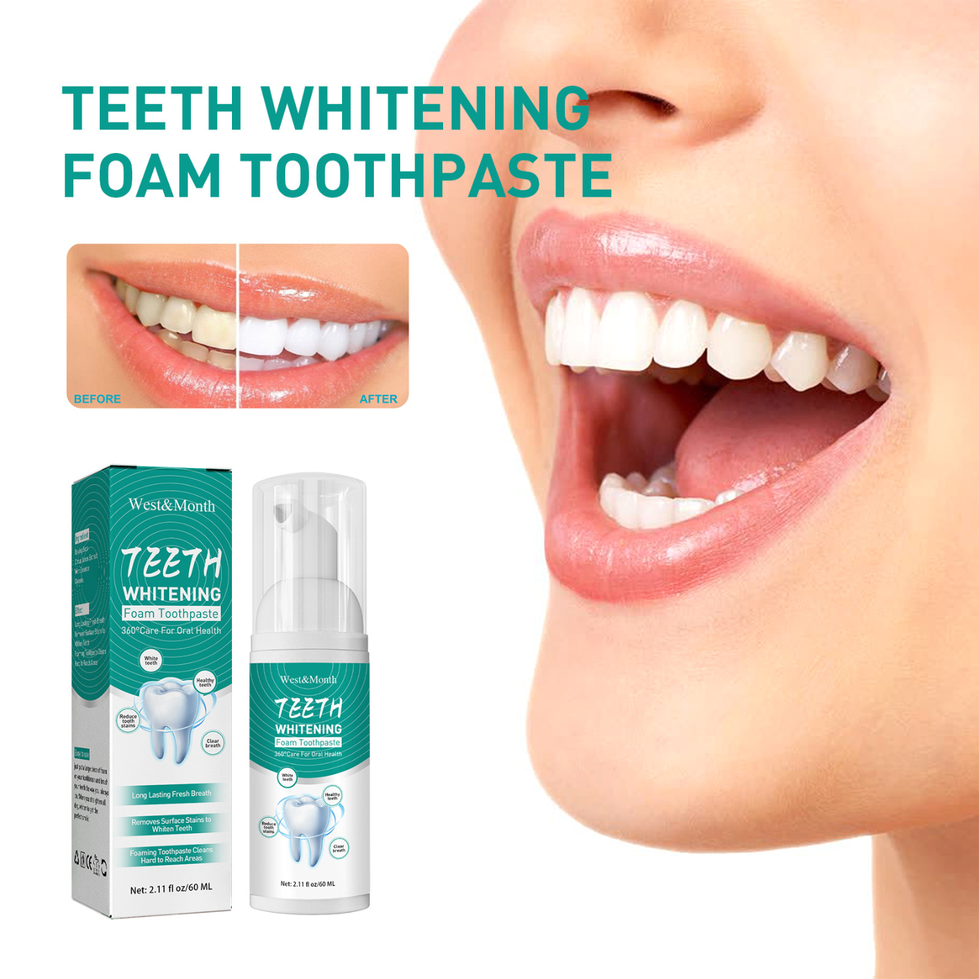 Oral Cleaning Mousse Toothpaste Foam Stain Removal Toothpaste Oral Care Whitening Toothpaste White Fresh