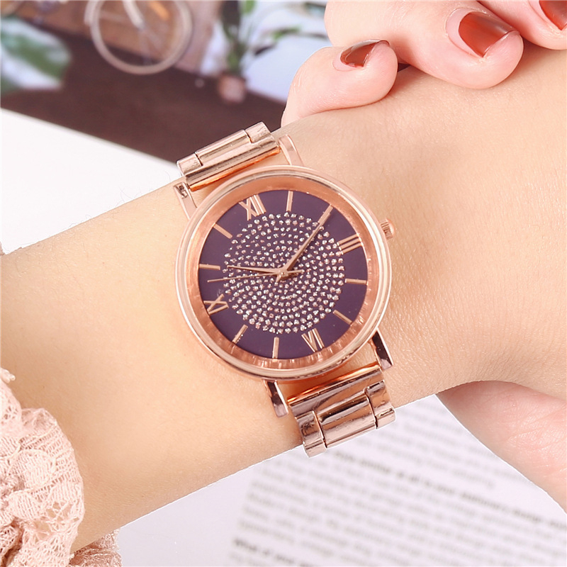 Ladies Watch Rose Gold Luxury Diamond Magnetic Bracklet Wristwatch for Women