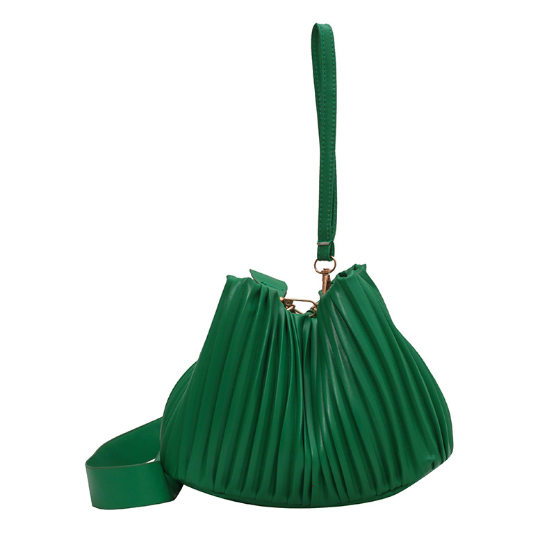6275-XS Fashion Pleated Shoulder Crossbody Bags PU Leather Women Office Bucket Handbag Shoulder Handbags for Traveling