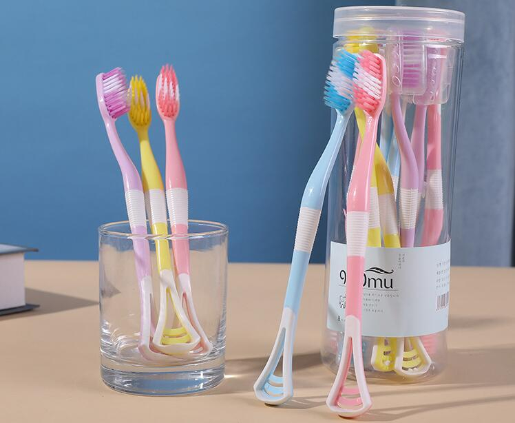 AKAKD 8 PCS Tongue Scraper Tongue Cleaner Tongue Scraper Remove Bad Breath Oral Care 2-in-1 Toothbrush Single