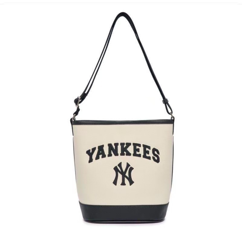 MLB Retro Vintage Flower Bucket Bag NY Full Label Embroidered Bucket Bag Single Shoulder Crossbody Bag Men's and Women's Versatile Casual Bag 