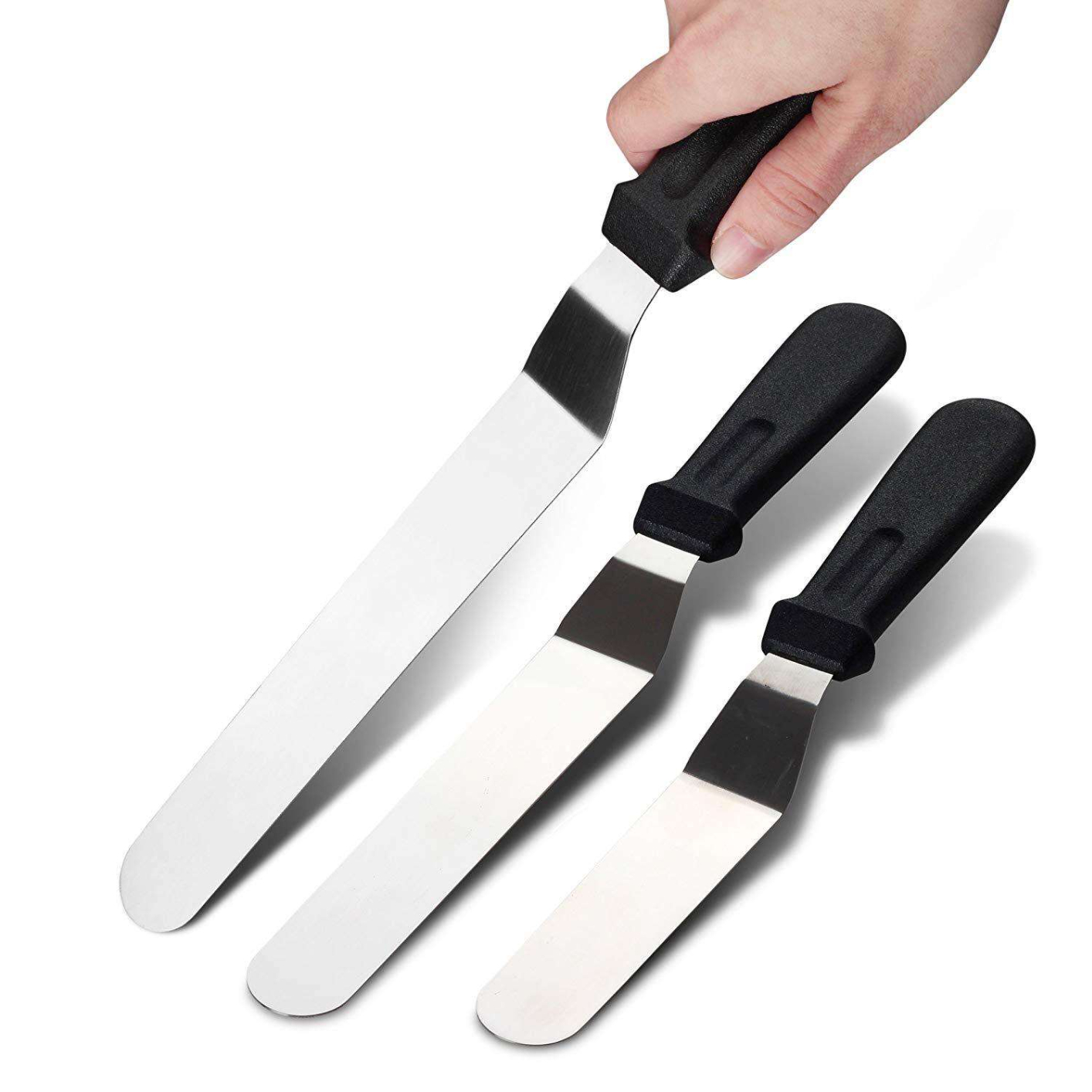 WELLHOME Wilton Icing Spatula, 12-Inch and 8-Inch, Angled Cake Spatula, Steel