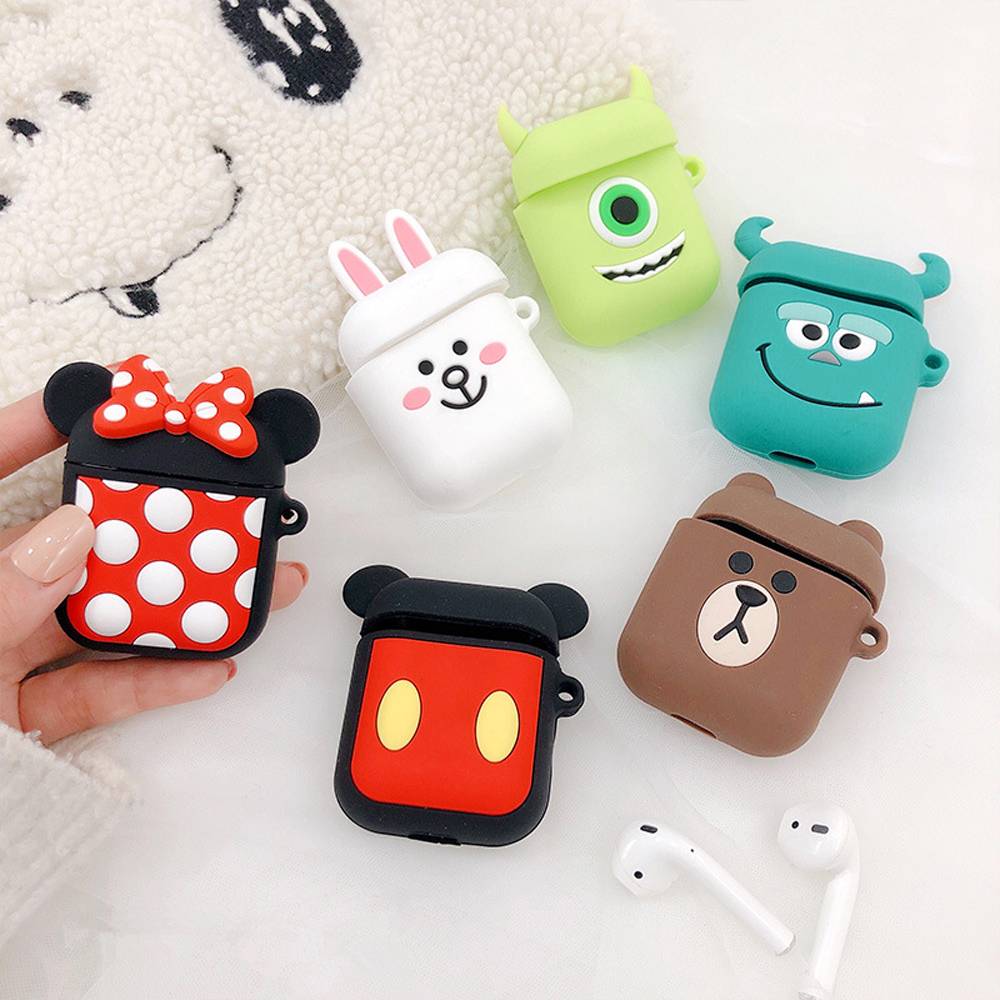 For airpods Case Cute Cat Cartoon Protective Cover with Lovely lanyard Bluetooth Wireless Earphone Case Original For Air Pods 2