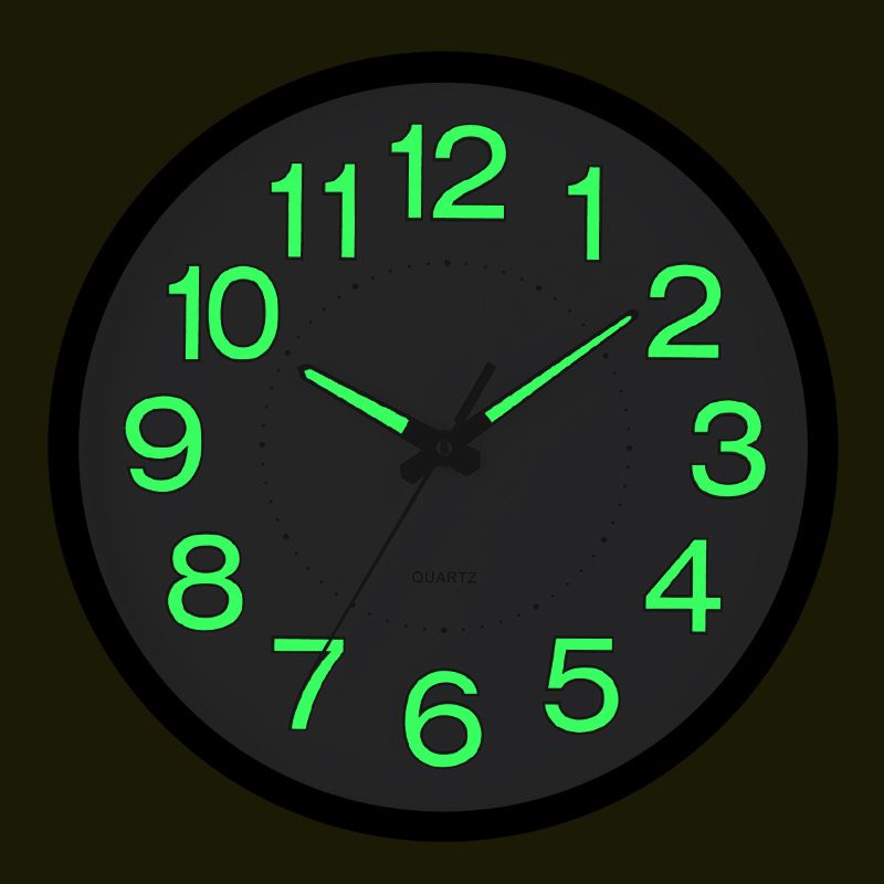 Wall Clock 12 inch 30cm luminous plastic silent wall clock creative bedroom living room minimalist luminous quartz clock CRRSHOP Night Glow Wall Clock