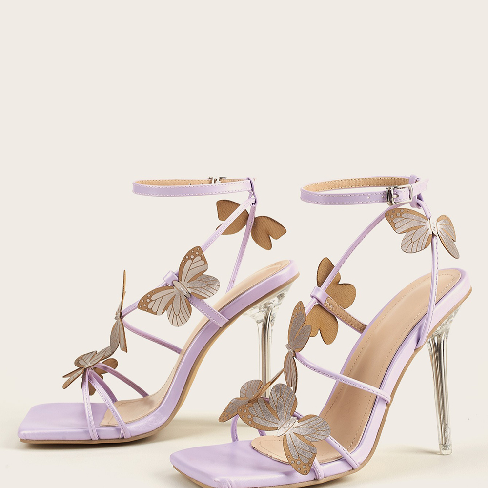 LZ-73 Women's Butterfly Applique Stiletto Heeled Sandals