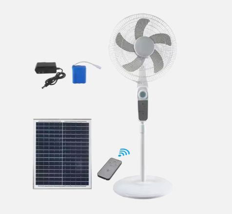 16-INCHES 12v Dc Solar Ac Dc Fan Solar Rechargeable Fan With Solar Panel USB Charge and Led Light With Remote