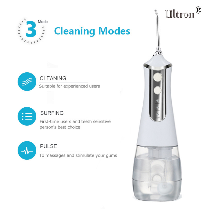 Ultron Portable Oral Irrigator Water Flosser Dental Water Jet Tools Pick Cleaning Teeth 300ML 5 Nozzles Mouth Washing Machine Floss