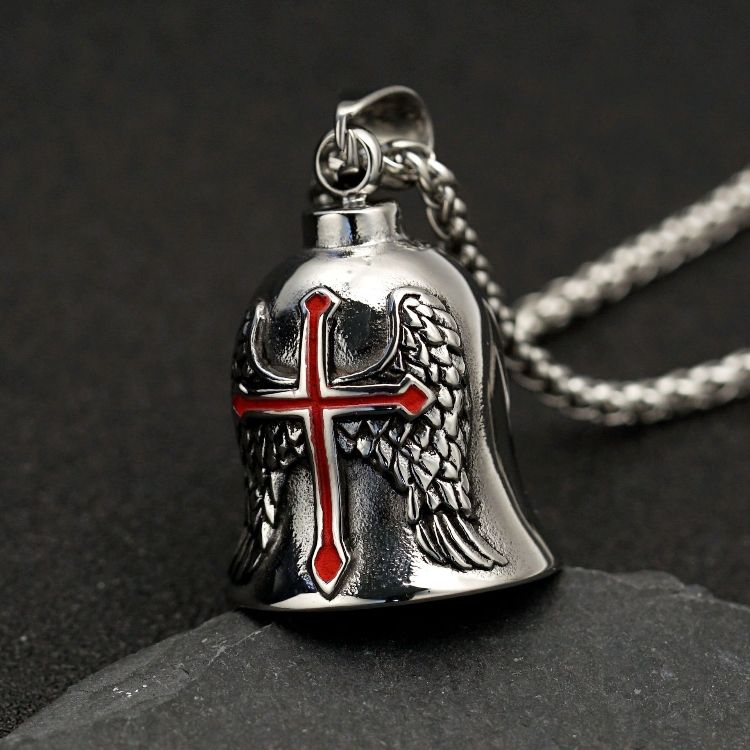Cross feather Winged Angel Necklace Bell Dropping Oil Cross Pendant unisex necklace CRRSHOP unisex pendant necklace