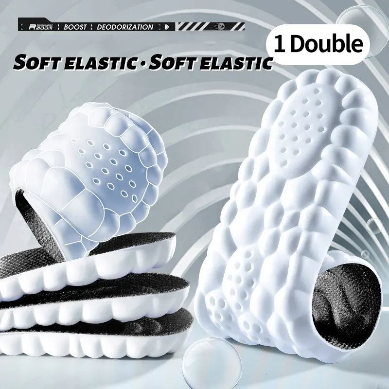 5D Sports Insoles for Shoes PU Soft Running Insole for Feet Breathable Shock Absorption Shoe Sole Arch Support Orthopedic Insert