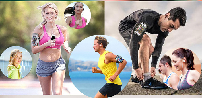 Water Resistant Large Cell Phone Armband Pouch Case with Adjustable Elastic Band & Key Slot for 6.35'' Phone