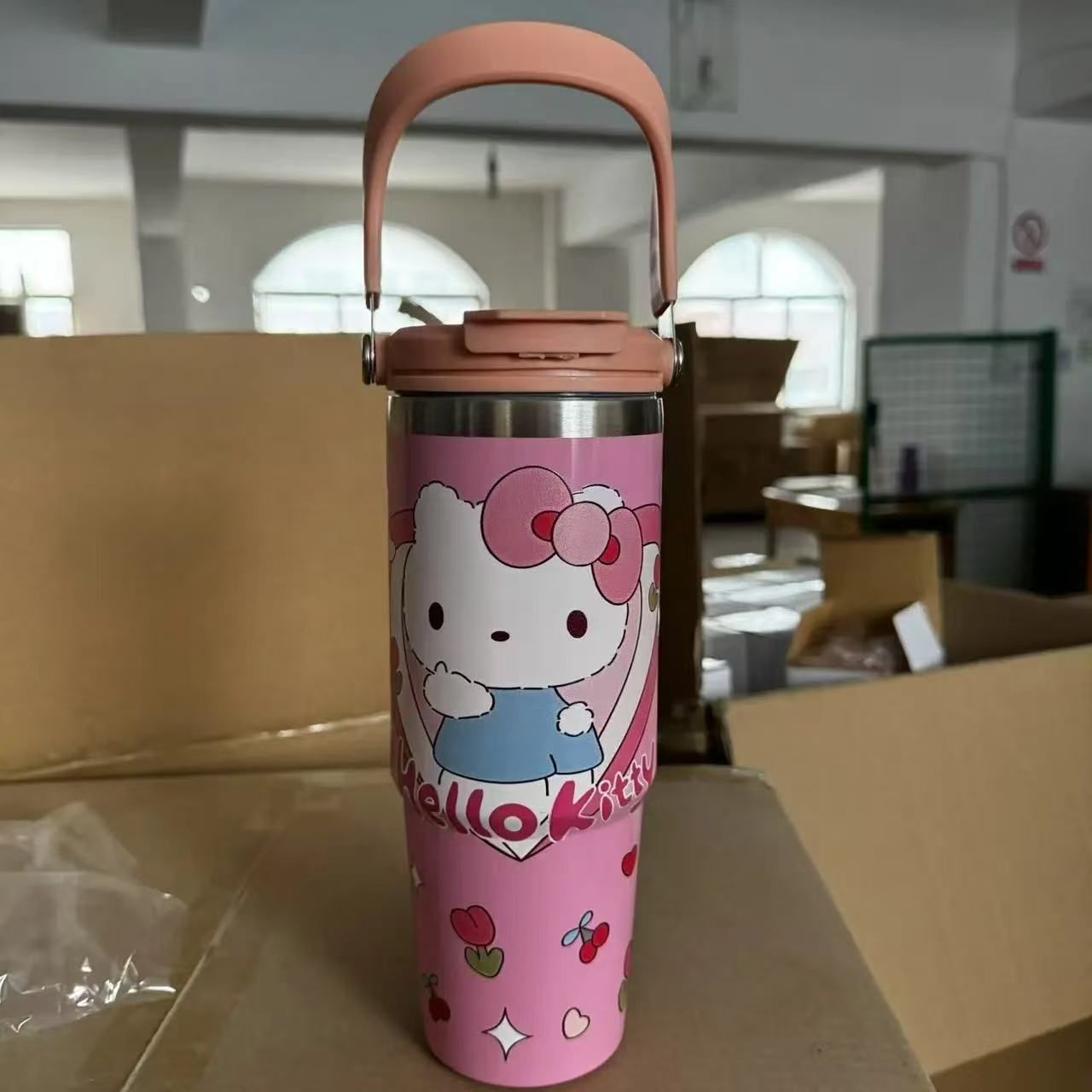 Sanrio new thermal cup, large capacity, high-end appearance, ice boss cup, stainless steel straw, 2025 water cup for girls