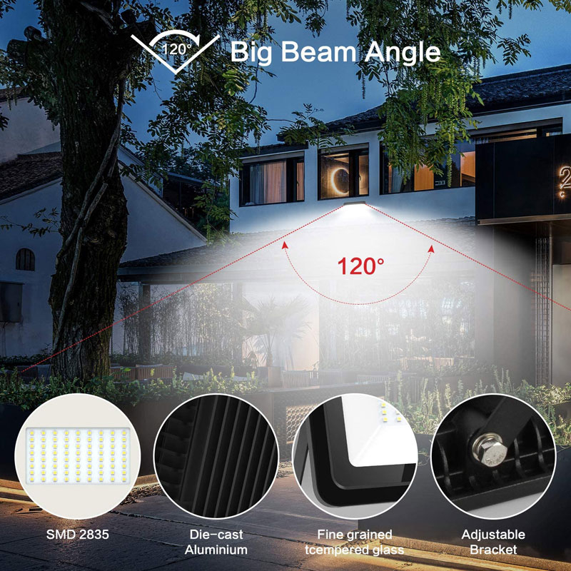 LED Flood Light Outdoor, Super Bright Outside Floodlights, IP66 Waterproof Exterior Security Light, 5000K Daylight White Durable Outdoor Lighting for Yard Lawn