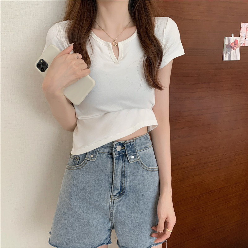 165 Women's Design Sense Slim Casual T-shirt Short Sleeves