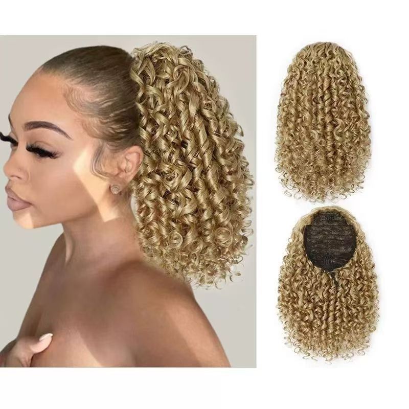 Wig Small curly classic corn perm European and American net ponytail Ponytail female wig ponytail long curly fluffy explosive hair bundle