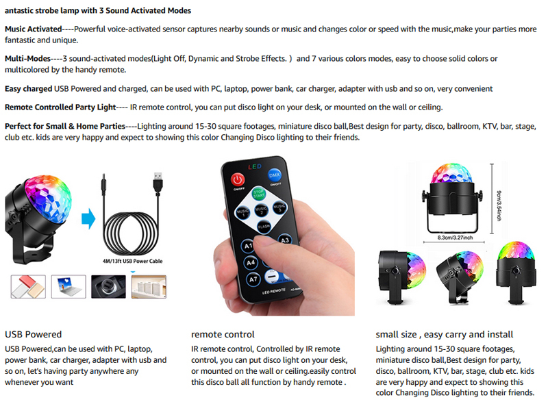 Leopard Cat Party Light, Disco Ball Party Lights Sound Activated with Remote Control, 7 Color Modes Strobe Light for Home Room Dance Birthday DJ Bar Karaoke Xmas Wedding 