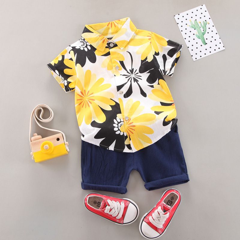 Boys' children's print shirt set A_38