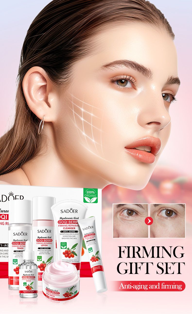 SADOER Goji Berry Anti Wrinkle, Firming and Repairing Set in English, Moisturizing Skincare Product Set