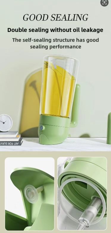 470ml Glass Oil Dispenser Bottle - Dual-Function Spray & Pour, Wide Mouth, Leak-Proof Design, Ergonomic One-Handed Use, Easy to Clean, Drip-Free Kitchen Oil Container  