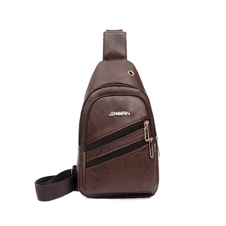 Men's chest bag 2023 new Korean shoulder bag diagonal bag casual fashion trend pu small backpack