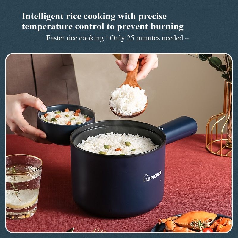 Multi-Function Mini Electric Cooking Pot, Non-Stick Inner Pot Portable Electric Rice Cooker, Student Dormitory Kitchen Hot Pot for Cooking Rice Noodles Soup Stew