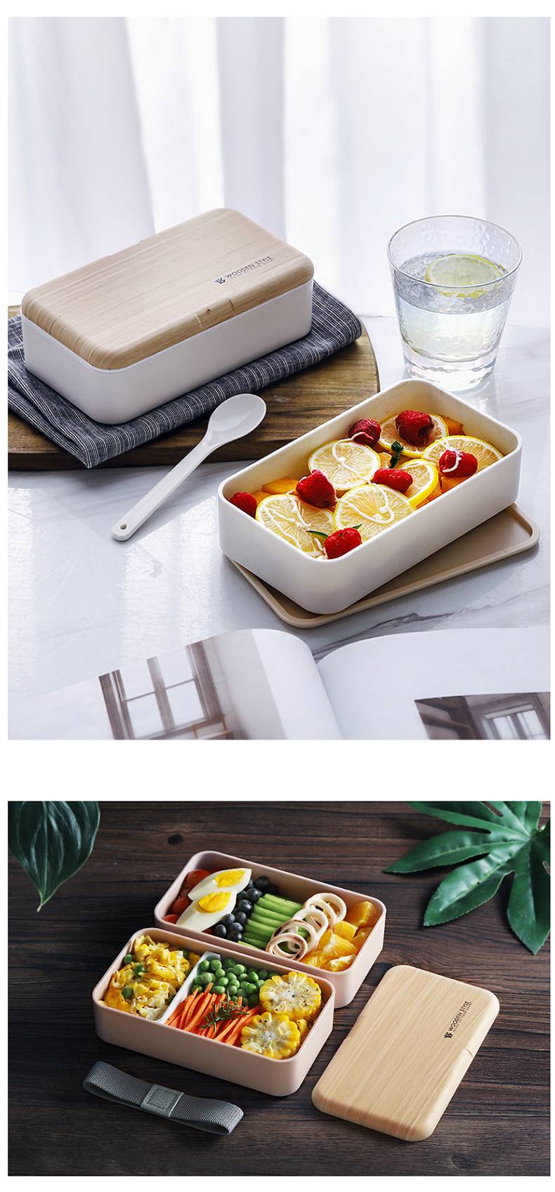 Premium Bento Lunch Box in Modern Colors - 2 Compartments, Leak-proof - Includes Divider, Cutlery & Chopsticks - Japanese Bento Box for Adults & Kids - Zero Waste & Food-Safe
