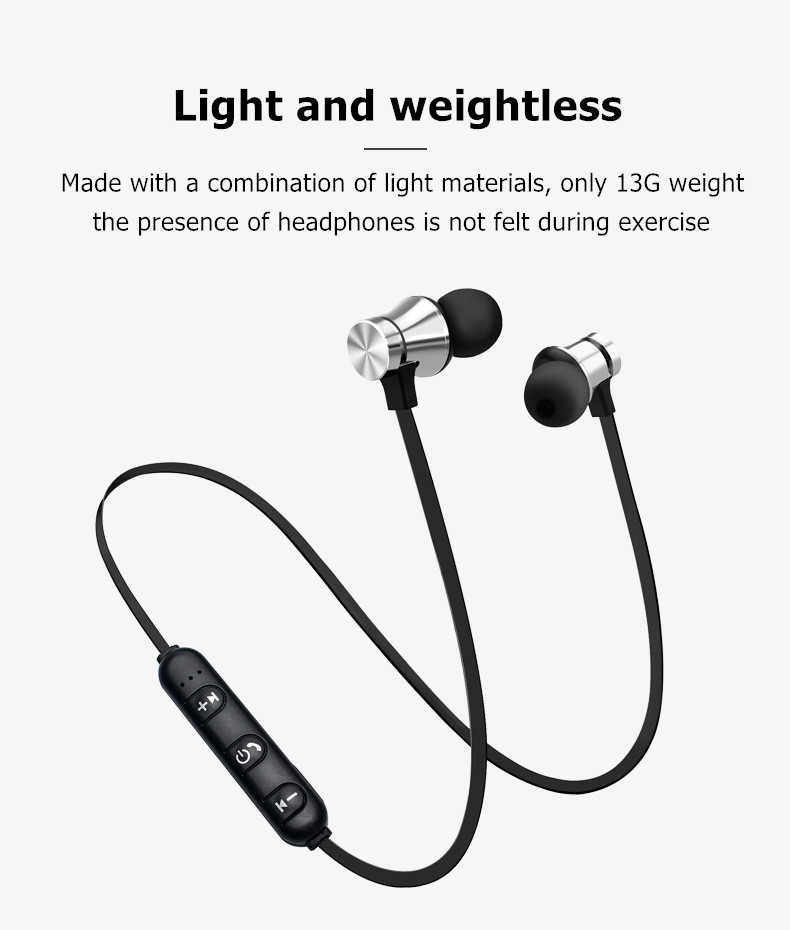 Magnetic Wireless Bluetooth Earphones Music Headset Phone Neckband Sport Earbuds Earphone With Mic For All Phone