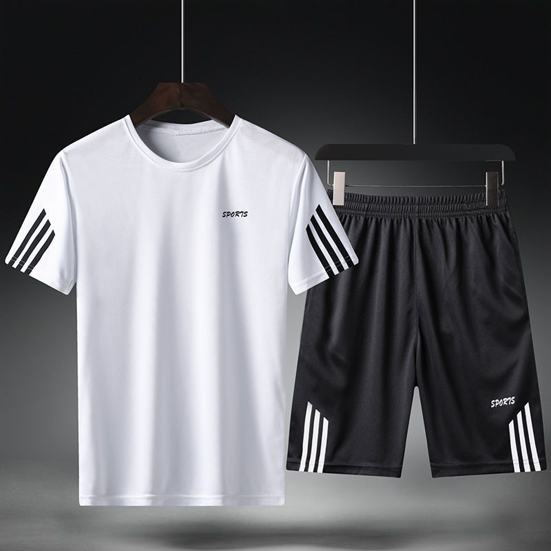 5084 Sports Suit Men's Summer Short Sleeved Quick Drying Running Clothes Basketball Football Summer Training Fitness Clothes Morning
