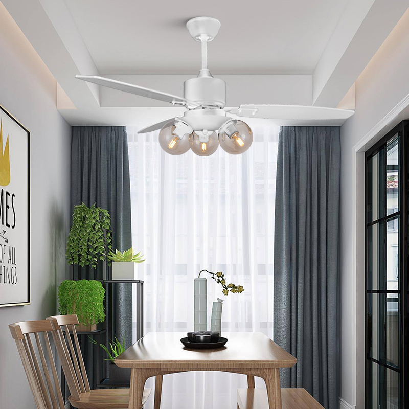  OUFULA Modern Nordic Creative Glass Lamp With Remote Control Bedroom Ceiling Fan With Light 42 Inches