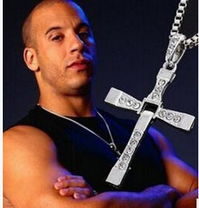 00092-3 New Fast and Furious 7 Moive Cross Tourette Necklace Dominic Toretto Cross Pendant Necklace For Men
