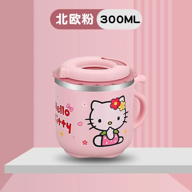 Cartoon Double Wall Insulated Leak Proof Stainless steel Water Cup With Straw For Children
