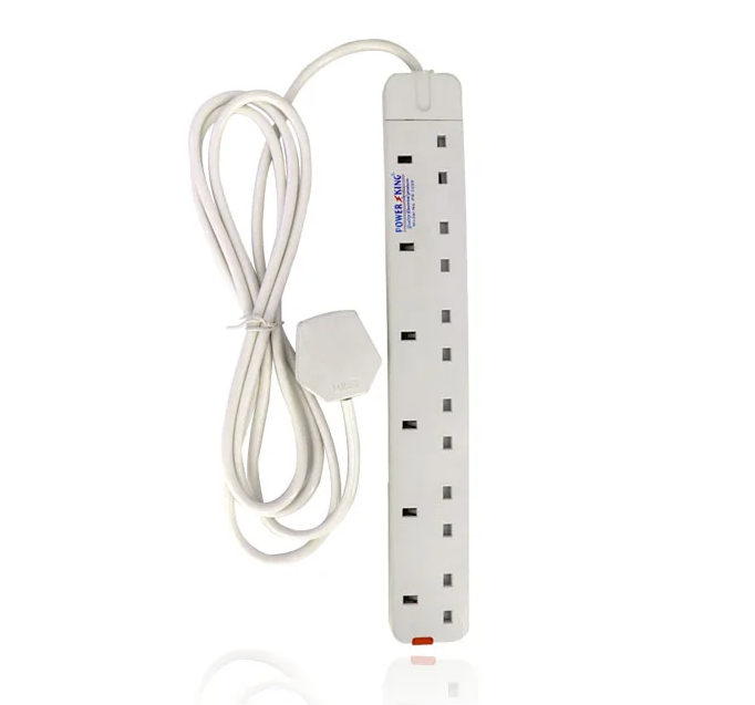 5PCS Power Strip with Extension Cord and Socket, African British Standard UK Plug 13A 3-meter Length Plugs Power King PK-1006