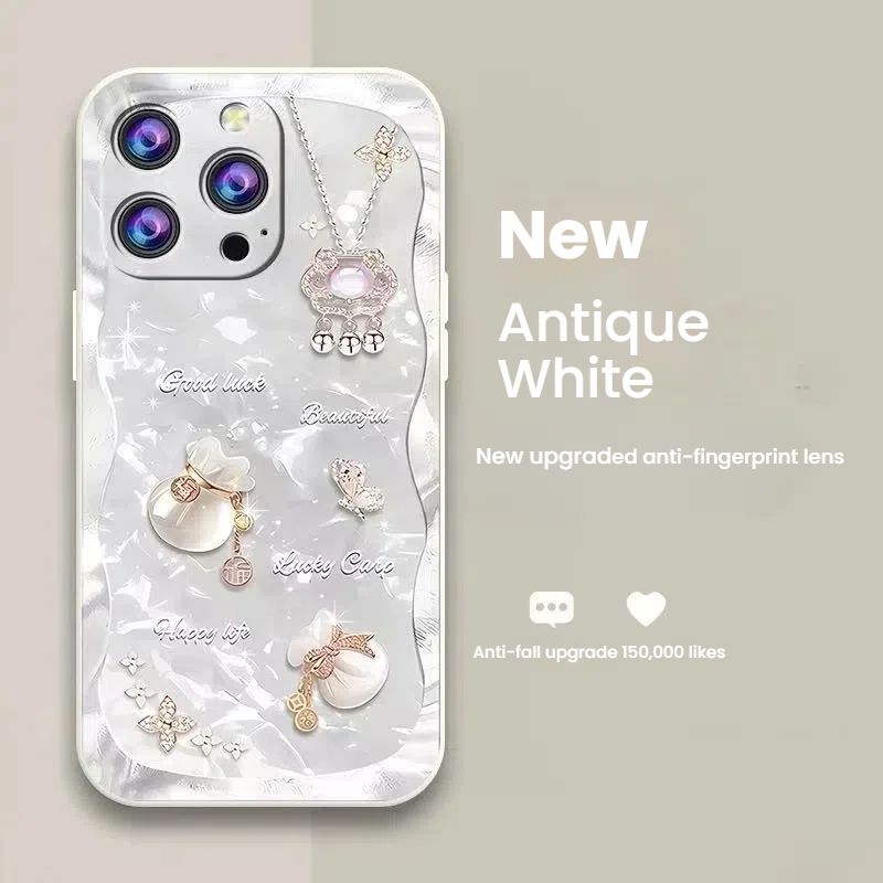 Universal 16 iPhone 15 Pro Max Case - Lucky Charm Pouch Style - Full Protection Anti-Drop Cover for iPhone 14/13/12/X/XS/11 - Soft TPU Case for Women