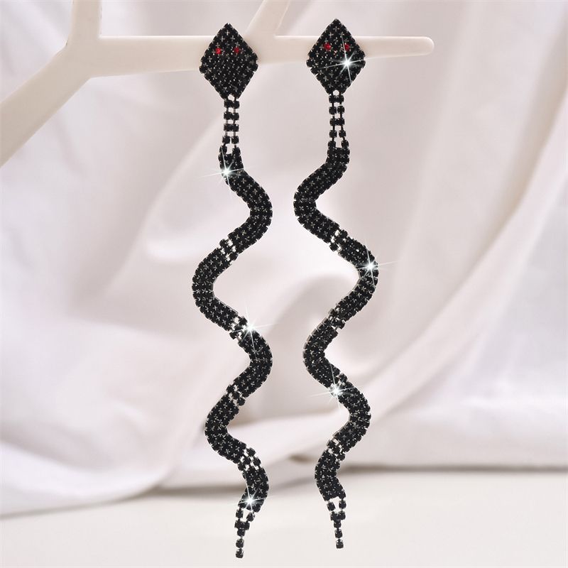 Women Snake Rhinestone Earrings Lady Fashion Party Earring Ladies Ear Rings Elegant Jewellery Woman Diamond Jewelry Earing