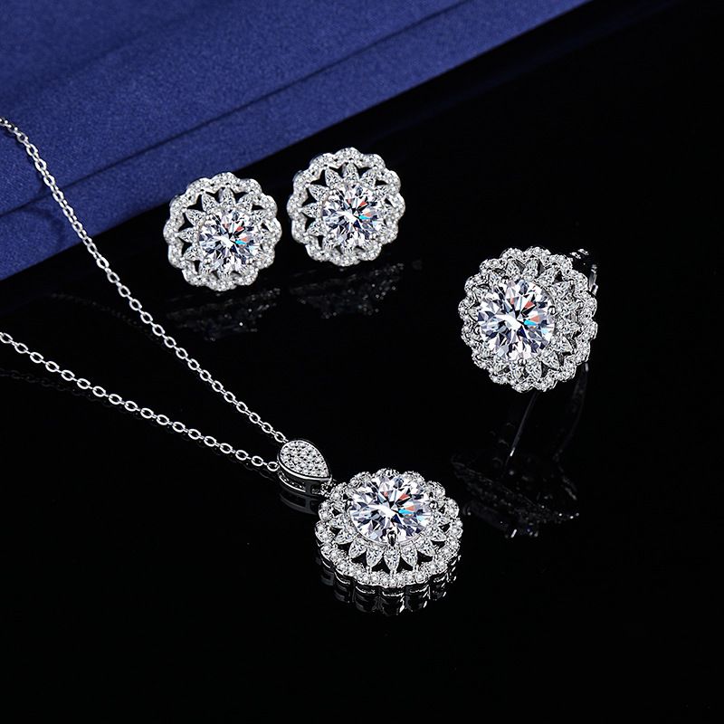TZ-07 Solitaire Diamond Jewelry set 925 Sterling Silver Party Wedding Rings Earrings Necklace For Women Men Moissanite Jewelry
