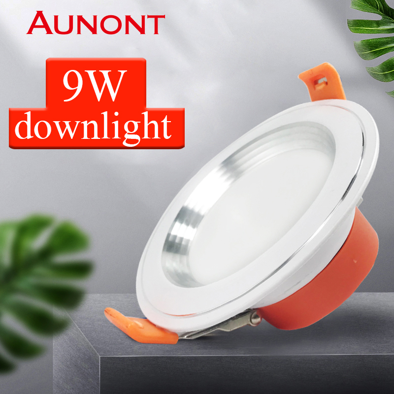 AUNONT LED 9W downlight, recessed ceiling light, high-gloss 6-inch white painted light, white light warm light, continuous light for 30,000 hours, suitable for: bedroom, living room, kitchen, aisle l