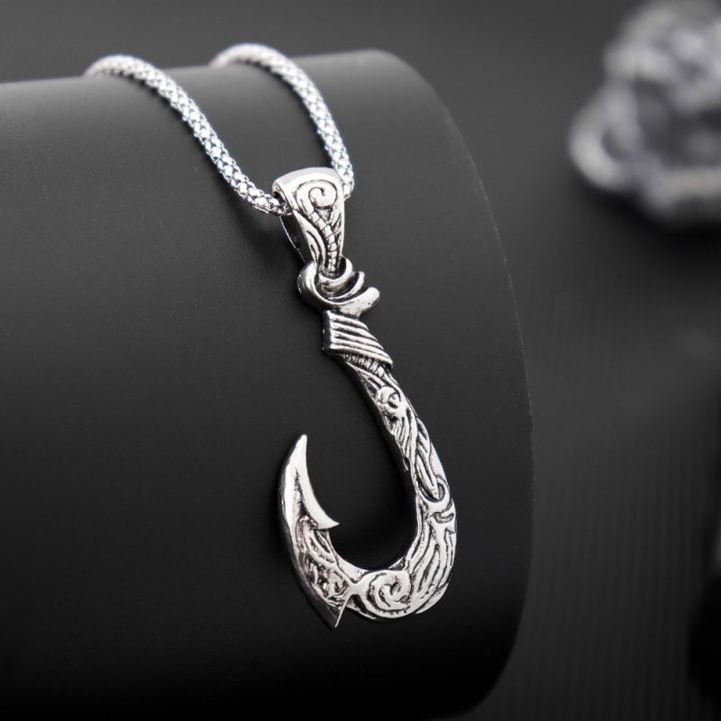 Fish Hook Pendant Necklace, Ocean Romance Fish Hook Pendant necklace