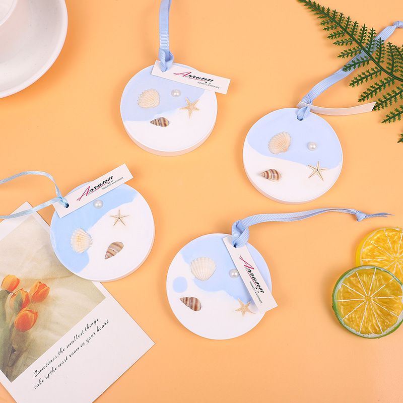 03 Scented Soy Wax Candle Tablets with Dried Flower and Seashells