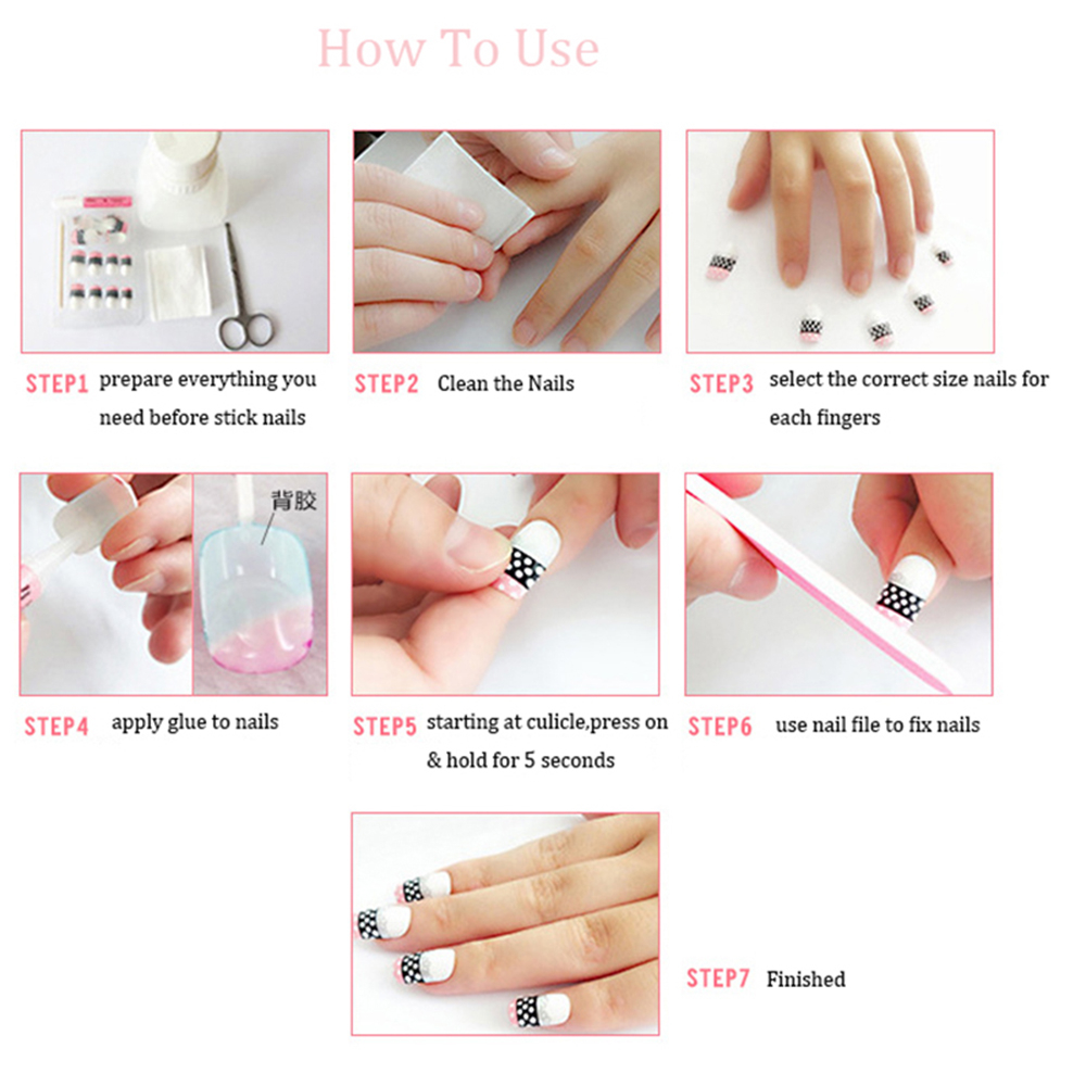 Fake nails with designs coffin artificial nails tips overhead with glue press on nail false nails set nail art tools Accessories