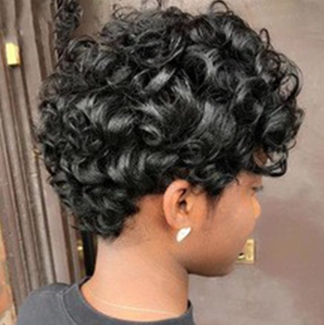 Wig, women's short curly hair,explosive head, small curly hair, fashionable synthetic headband