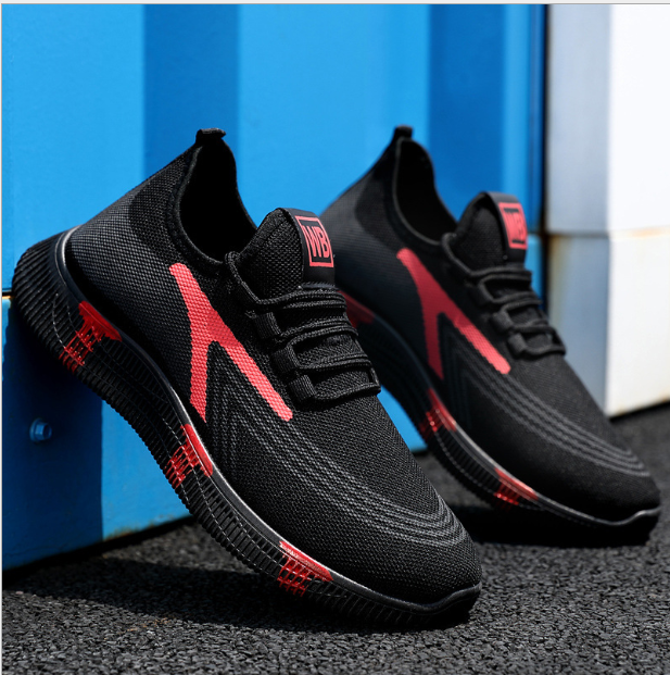 Shoes woven mesh Men sneakers breathable and comfortable men's shoes lace up casual shoes Close Size