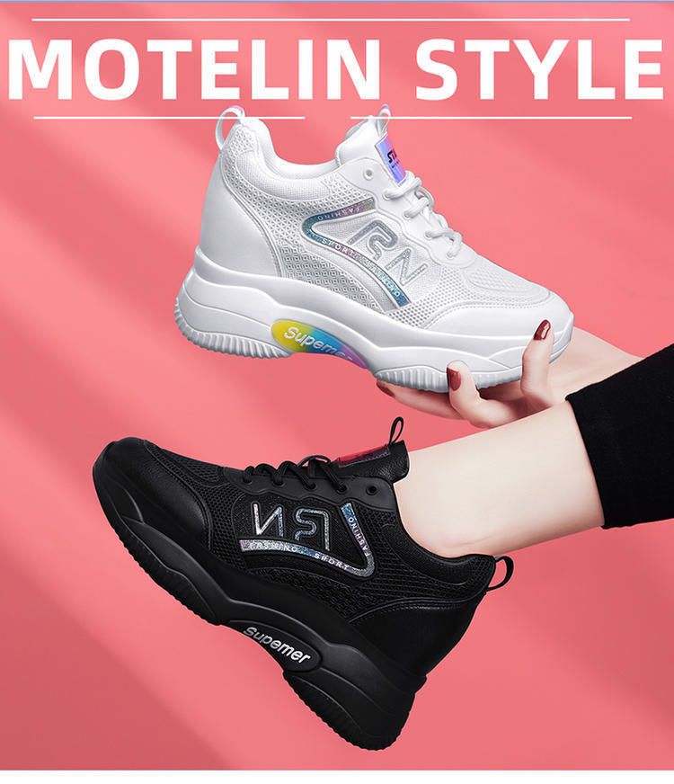 Women's shoes autumn 2024 new trend single shoes female flying knitting daddy shoes thick sole fashion casual sports shoes female fd-7
