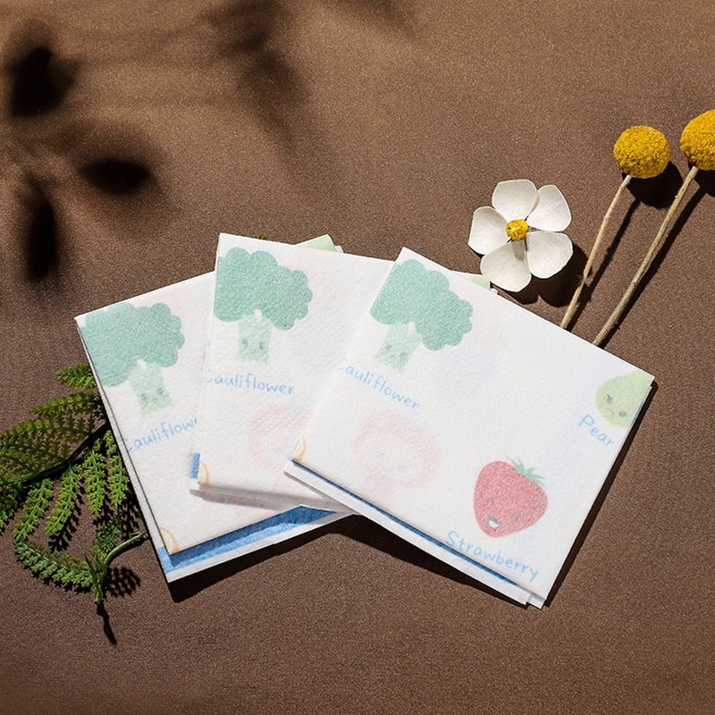 A pack Muchen children's disposable dining mats, waterproof and oil-proof, no need to wash, portable tablecloth cartoon fruit pattern.