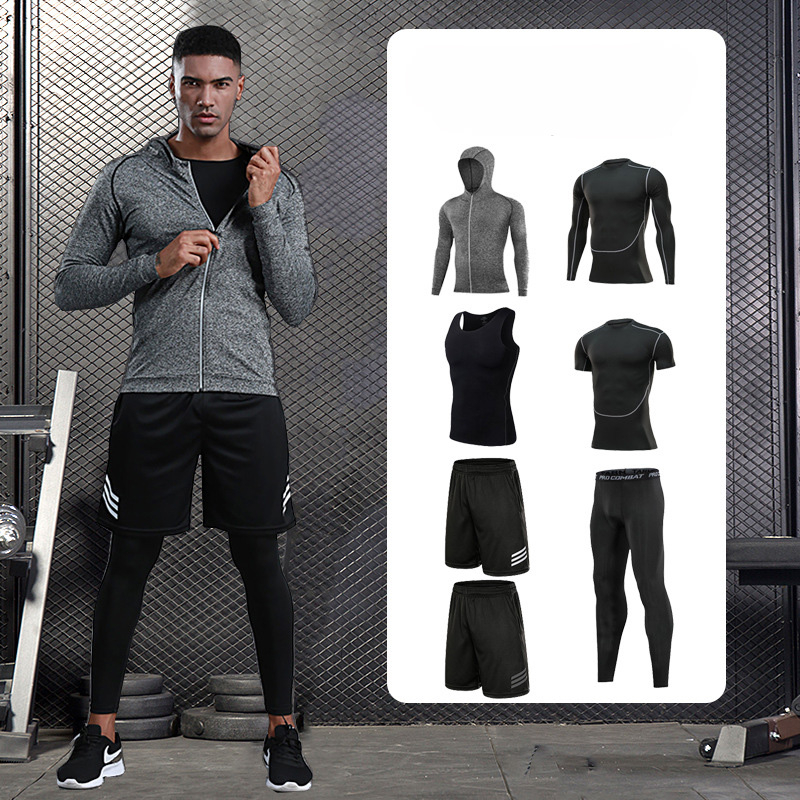 7Pcs Quick-Drying Clothes Casual Gym Suits Sports Suits Wear Men's Running Suits