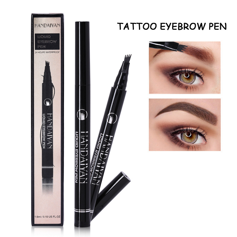 H2012 HANDAIYAN Eyebrow Pencil Four-fork Makeup Soft Liquid Eye Brow Pen Easy to Wear Eyebrow Drawing Enhancer Pigment Tattoo Tool Pen