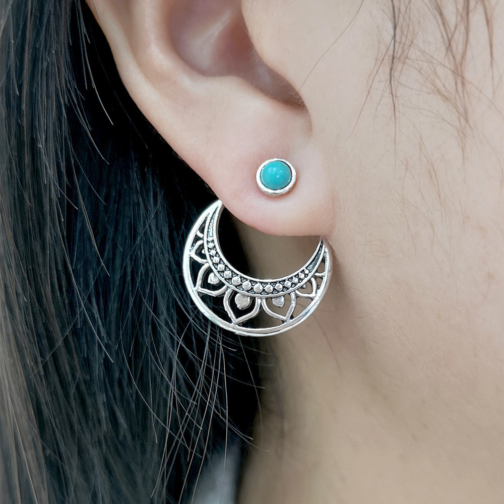 Gold Plated Hollow Cut Emerald Green Teardrop Long Earrings Bohemian Earrings Gift for Women
