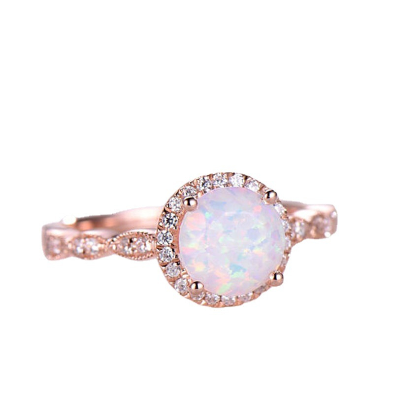 women's Opal ring vintage cross design girl jewelry ring wedding party