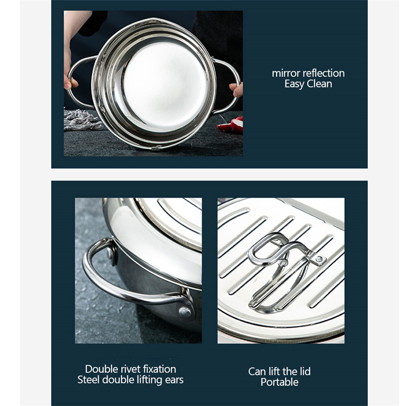 Ultron Japanese Deep Fryer With Thermometer and Lid 304 Stainless Steel Kitchen Tempura Fryer Pan Fryer Without Oil Frying Pan Fryer