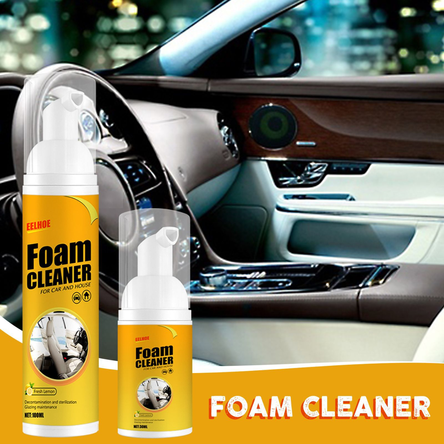 Multipurpose Foam Cleaner Spray,All-Purpose Household Cleaners for Car and Kitchen, Leather Decontamination,Suitable for Car House and Kitchen