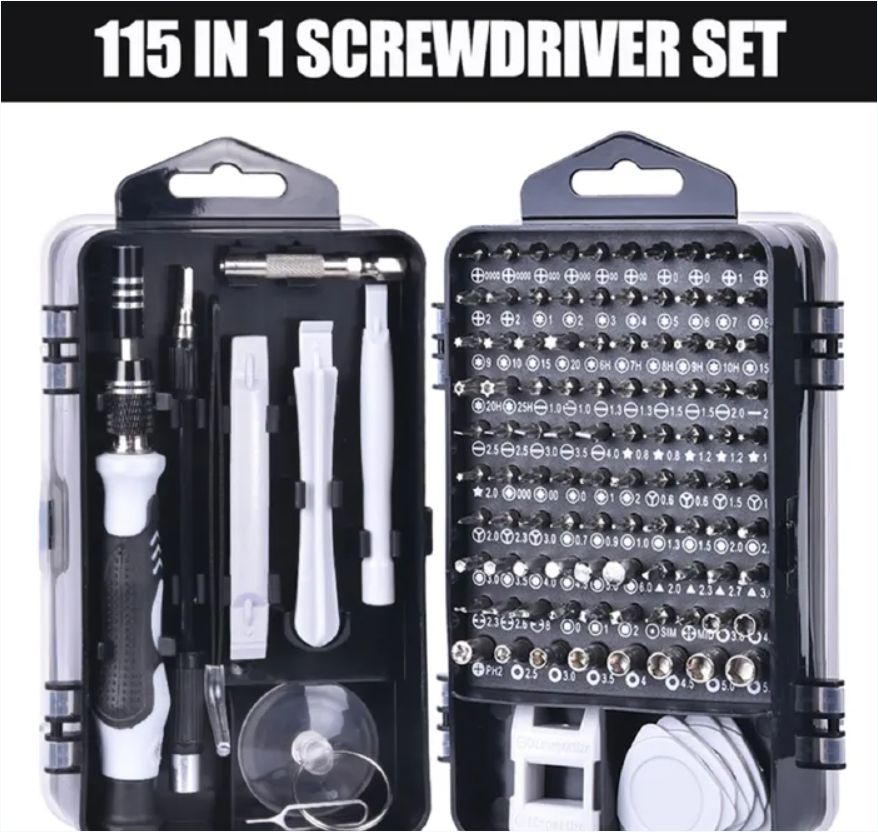 115 in 1 Bit Kit for Mobile Phone Maintenance, Multi-Function Precision Screwdriver Kit - Black, One Size
